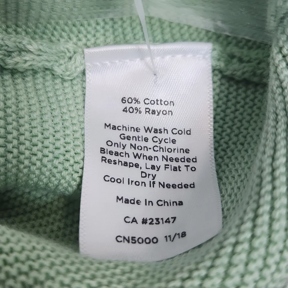 NWT Talbots Petite Mint Green Button-Sleeve Sweater - Size Large Petite (PL) - Picture 9 of 10